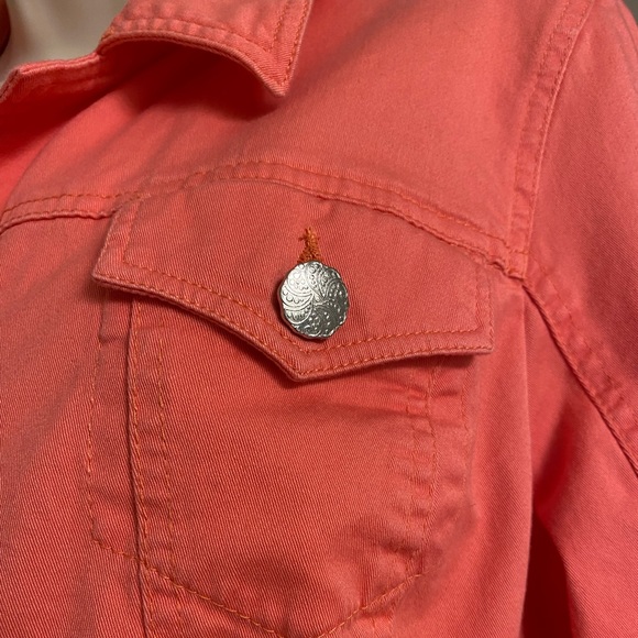 EUC Dressbarn coral denim-style jacket, size Medium - Picture 3 of 8